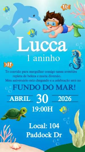 Convite de aniversário Fundo do Mar menino para editar online