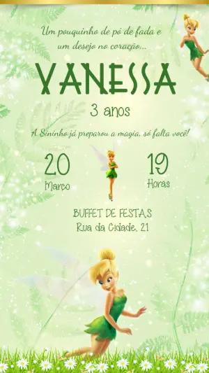 Convite de Aniversário Sininho (Tinker Bell) Editável