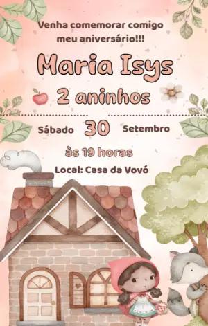 Convite Aniversário Chapéuzinho Vermelho para Editar Online