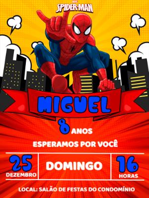 Convite Homem Aranha: Aniversário Infantil para Editar Online