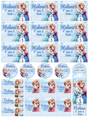 Etiquetas Escolares Frozen: Kit Digital Editável para Imprimir