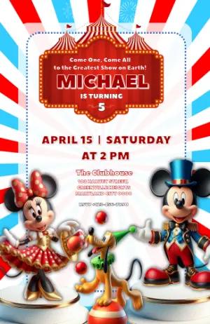 Mickey Circus Birthday Invitation | Editable Digital Template