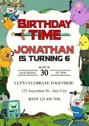 Adventure Time Birthday Invitation - Editable Digital Template