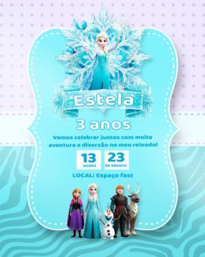 Convite de Aniversário Frozen com Personagens para Editar Online
