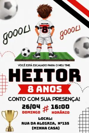 Convite de Aniversário Futebol São Paulo Modelo Editável