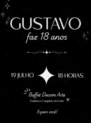 Convite Aniversário Estrelas Elegante para Editar Online