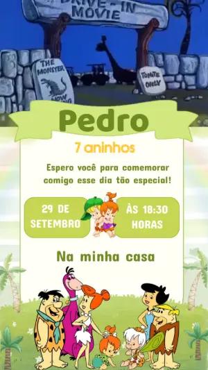 Convite Animado Aniversário The Flintstones para Editar Online