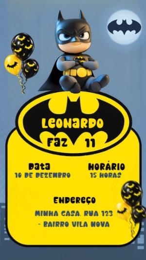Convite Animado Aniversário Batman Falante para Editar