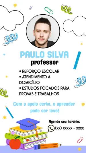 Cartão de Visita Aulas de Reforço com Foto para Editar Online