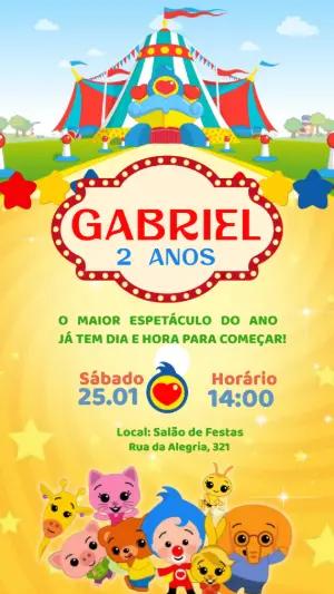 Convite Animado Circo Plim Plim: Vídeo de Aniversário Editável