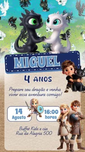 Convite Aniversário Como Treinar o Seu Dragão para Editar Online