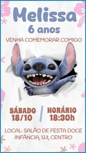 Convite de Aniversário Stitch para Editar Online