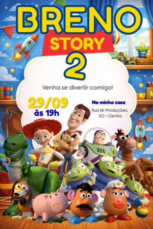 Convite de Aniversário Toy Story Infantil para Editar