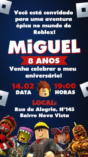 Convite de Aniversário Roblox Infantil para Editar Online