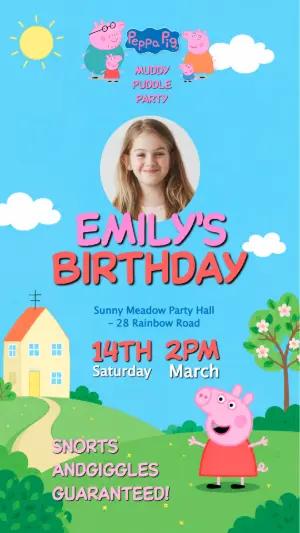 Peppa Pig Birthday Invitation with Photo | Editable Template