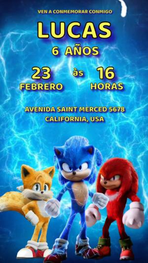 Video Invitación de Cumpleaños de Sonic para Editar Online