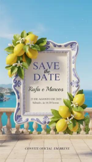 Save the Date Casamento Limão Siciliano Editável