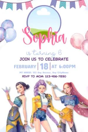K-Pop Demon Hunter Birthday Invitation | Editable Digital Template