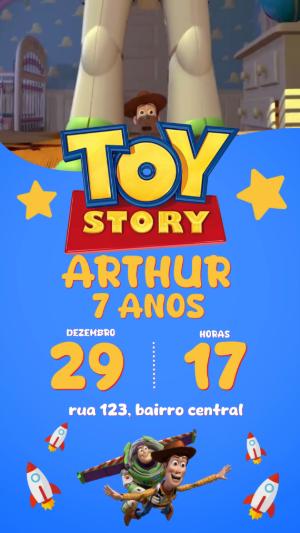 Convite Animado de Aniversário Toy Story Editável