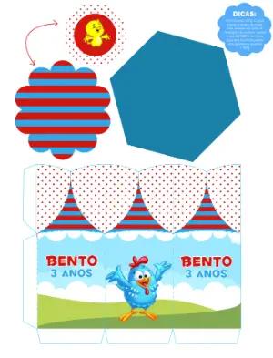 Centro de Mesa Galinha Azul para Aniversário Editável