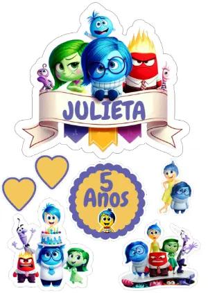 Topo de Bolo Divertida Mente Editável para Aniversário