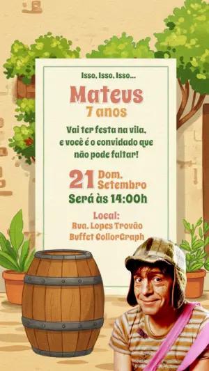 Convite de Aniversário Chaves para Editar e Imprimir Online