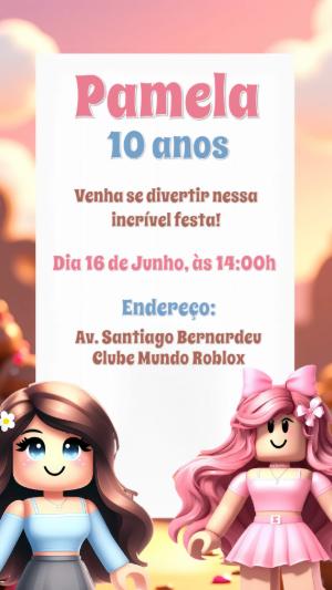 Convite de Aniversário Roblox Menina para Editar Online
