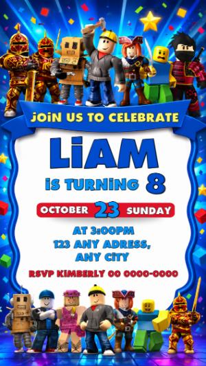 Editable Roblox Game Birthday Invitation Template