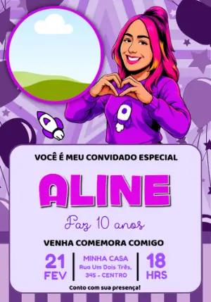 Convite de Aniversário Dos Rosa com Foto Editável