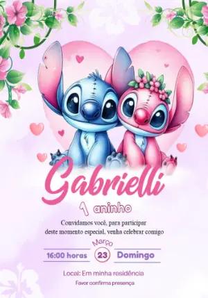 Convite Aniversário Lilo e Stitch Rosa para Editar Online