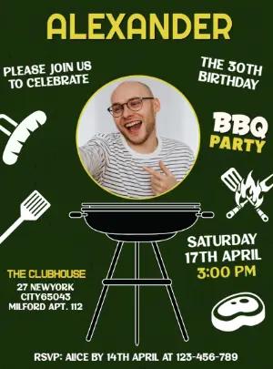 Editable BBQ Birthday Party Invitation with Photo Template