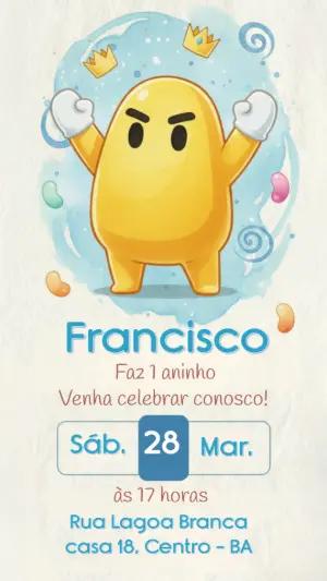 Convite de Aniversário Infantil Monstrinho Amarelo para Editar