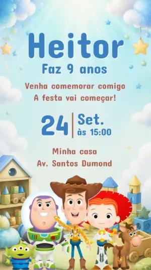 Convite de Aniversário Toy Story: Modelo Digital Editável