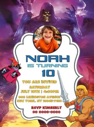 Editable He-Man Birthday Invitation Template with photo