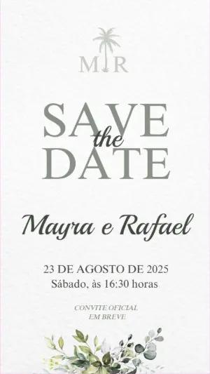 Save the Date Casamento Oliva com Monograma para Editar Online