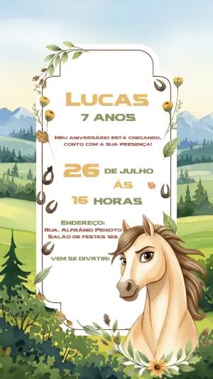 Convite de Aniversário Cavalo Spirit para Editar Online