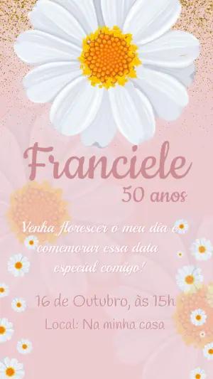 Convite de Aniversário Margaridas Delicadas para Editar