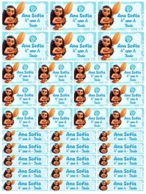 Etiqueta Escolar Moana: Modelo Digital para Personalizar