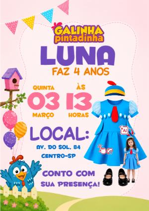 Convite Galinha Pintadinha: Vire a Personagem com Sua Foto