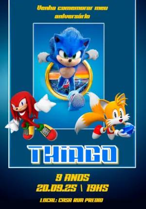 Convite de Aniversário Sonic e Amigos para Editar Online