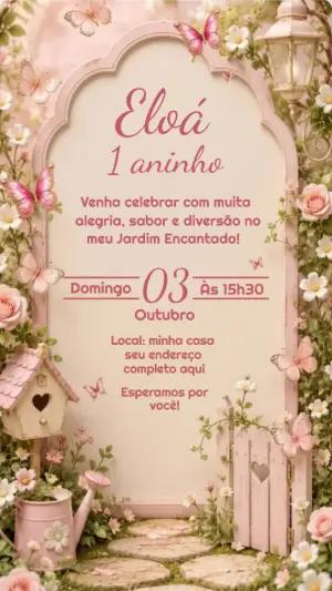 Convite Digital Jardim das Borboletas Encantado para Editar