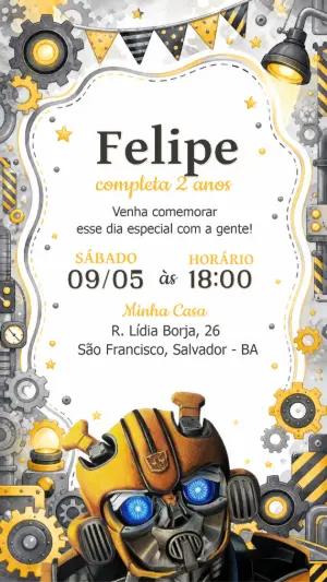 Convite de Aniversário Bumblebee: Modelo Digital Editável