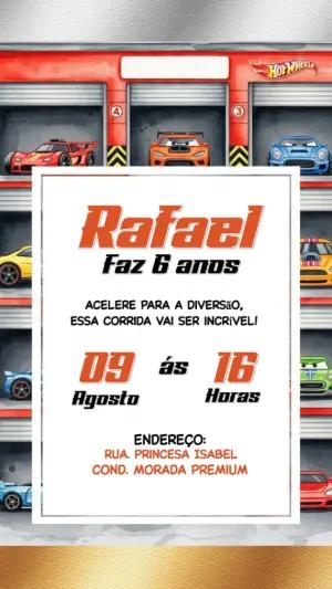 Convite de Aniversário Hotwheels Carros para Editar Online