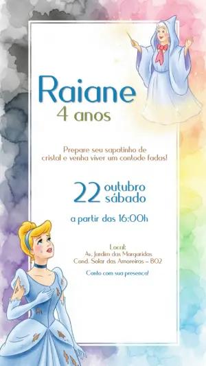 Convite Aniversário Cinderela para Editar Online