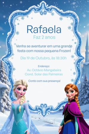 Convite de Aniversário Frozen com Personagens para Editar Online