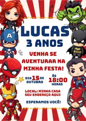 Convite Aniversário Super-Heróis Baby para Editar Online