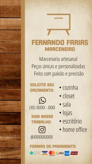 Cartão de Visita Marcenaria Rústica Editável Online
