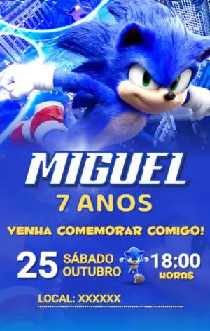 Convite Digital Aniversário Sonic o Filme Editável