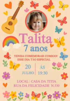 Convite Aniversário Jardim Encantado com Foto para Editar