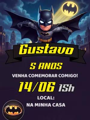 Convite de Aniversário Batman Chibi para Editar Online